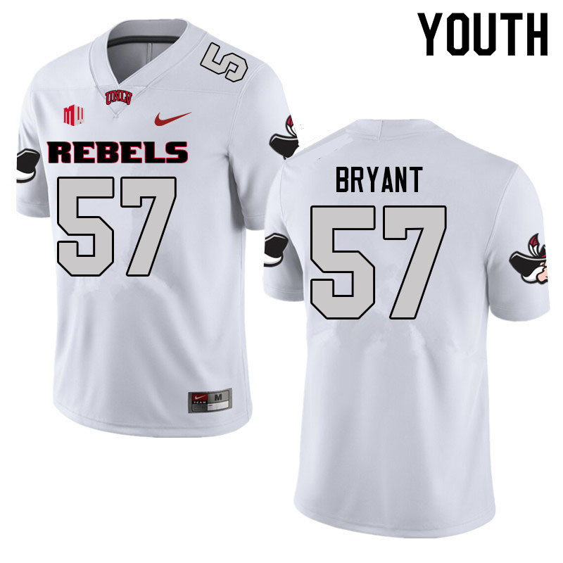 Youth #57 Cobe Bryant UNLV Rebels College Football Jerseys Sale-White - Click Image to Close